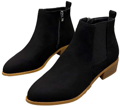 Generisch black week angeboteStiefel Damen Schwarz Casual Langschaft Boots Winterschuhe Damen Flach Rutschfeste Laufsohle Casual Spitze Zehe Klobiger barfußschuhe damen sale