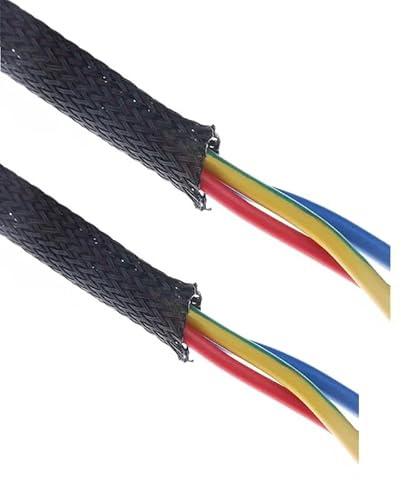 TYNXK Manicotto per Cavi 1/5/10/M Guaina Treccia isolata Nera 2/4/6/8/10/12/15/20/25mm Protezione pressacavi a Filo Stretto Guaina for Cavi Guaina Cavi Elettrici(5M,8mm)