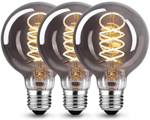 Edison Vintage Glühbirne E27, E27 LED Vintage Dimmbar 4W Retro Glühbirne LED Filament Lampe Warmweiß Ideal für Nostalgie und Retro Beleuchtung im Haus Café Bar,Grau-3 Stück(HPS3PBT1)