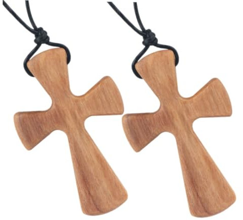 SOIMISS 2stücke Kreuz Halskette Für Und Jungen Handgefertigte Einzigartige Religiöse Ketten Olivenholz Für Outdoor- Stoffbeutel