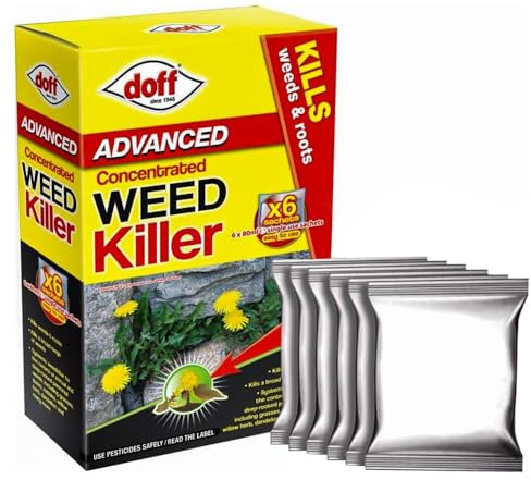 CRYSTAL25 Doff Advanced Concentrated Weedkiller 80ml Includes 6 Sachets For Powerful and Long-Lasting Tough Weeds & Roots Control