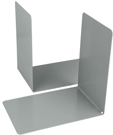 Westcott Bookends Grey (Pack of 2) | Metal 90 x 140 x 140 mm | Sturdy Book Holders for Books or Files | Robust Book Supports with 1.0 mm Material Thickness for Office & Home | E-10245 00