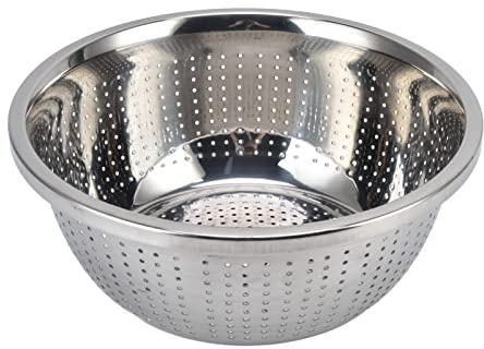 Zerodis Lavandería Basket with Stainless Steel Oxide Trunk for Silver Kitchen, Drainage Holes for Faster Drainage, Multifunctional Rice Sieve, Safe Dishwasher (28cm)