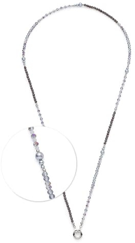 JEWELS BY LEONARDO Halskette Clip & Mix Manon • Hals-Schmuck aus silberfarbenem Edelstahl • grau-blaue Glas- und dunkelblaue Catseye-Perlen • 80-81,3 cm Länge • Schmuck Geschenk für Frauen • 025565