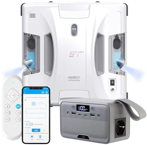 Sichler Exclusive Fensterputzroboter: HOBOT S7 Pro Profi-Fensterputz-Roboter mit Powerstation, Dual-Sprüher (Fensterroboter)