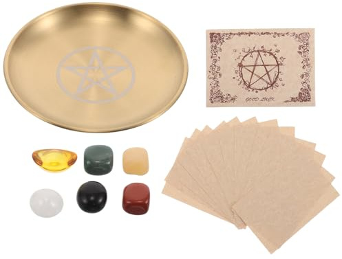 Warmhm Plateau pour Bougie Autel Métal Présentoir Rond pour Bijoux Et Cristaux Plat Offrande Décoratif pour Autel Ou Espace De Prière