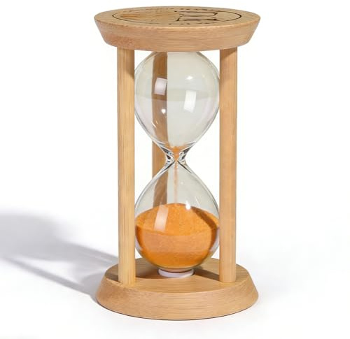 Sanduhr 15 Minuten Groß, Sanduhren Set für Kinder - Tropfen Sanduhr aus Glas mit Bambus, Stoppuhr für Kochen, Zähneputzen, Lernen, Spiel, Dekoration & Kreative Geschenke