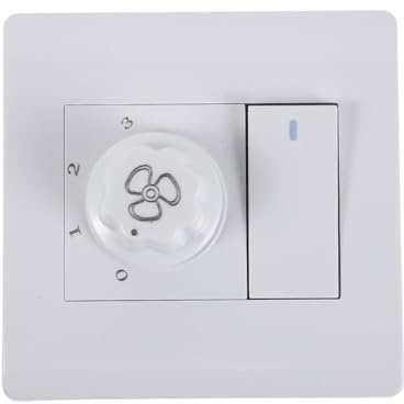 OSOLADY Interrupteur marche/arrêt pour ventilateur de plafond avec éclairage, variateur de vitesse mural rotatif à 3 vitesses et plaque d'interrupteur encastrée blanche