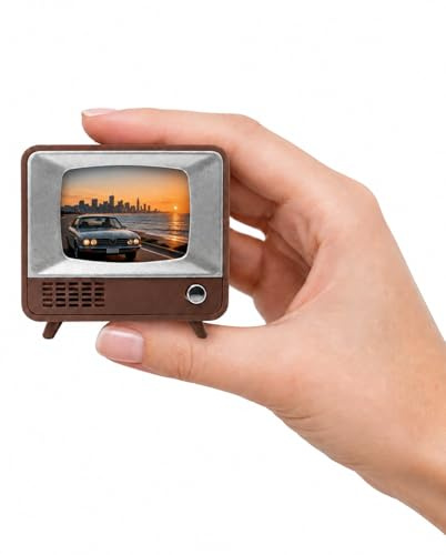 Mini Retro Tiny TV, 2 Inch Screen HD Display Real Working TV, Portable Vintage Small Television Supports Custom Video Upload, Rechargeable Classics Miniature Television for Desk Decor Unique Gift