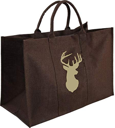 AUBRY GASPARD Panier A Buches Sac A Bûches en Toile De Jute Plastifiée - Panier A Bois Panier Buche Sac A Buches Panier Bois pour Cheminée 50kg