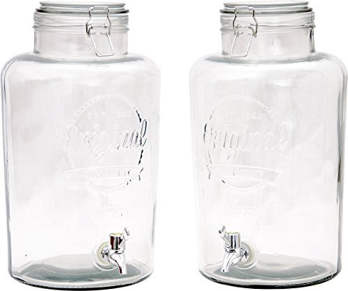 2 Stück XL Getränkespender (je 8 Liter) aus Glas mit Zapfhahn