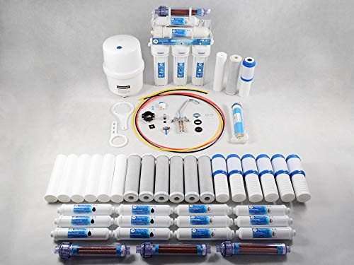 9 Stufen Umkehrosmoseanlage - Wasserfilter Germany - Membran 75GPD +3 JAHRE ERSATZFILTERSET inkl. Ionisator und Mineralisator. Mit BIOaktivkohle und NSF ohne BPA