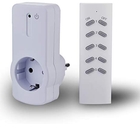 ZEYUN Enchufes Inalámbricos con control remoto (1+1) para interiores, 3680 vatios, alcance 30 m, con Control Remoto, Blanco (1 PACK)