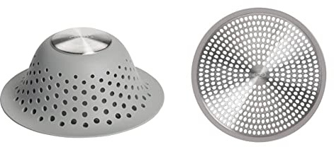 OXO Silicone Drain Protector, Grey, One Size & Good Grips Easy Clean Shower Stall Drain Protector - Stainless Steel & Silicone