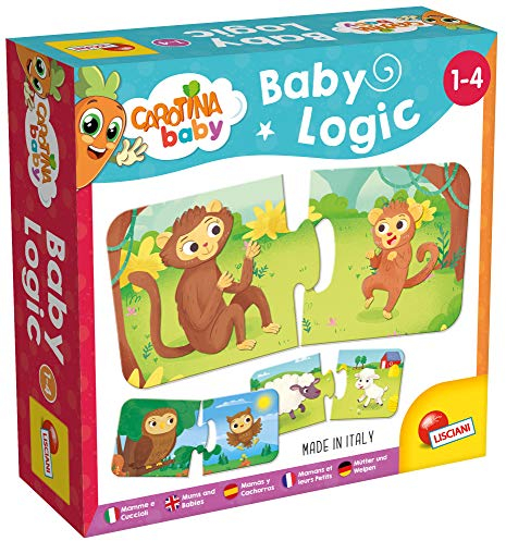 Lisciani - CAROTINA BABY - Logikspiel für Babys: Mamas und ihre Kleinen - Pädagogisches Gesellschaftsspiel - Für Kinder von 1 bis 4 Jahren - 12 lustige 2-teilige Puzzle - Fördert Logik & Denken