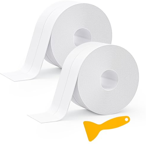 Dichtungsband, 2 Stück, 3,8 cm x 30 m, Dichtungsband für Badewanne, selbstklebendes Dichtungsband für Küche, Arbeitsplatte, Waschbecken, Badezimmer, WC und Badewanne, Bodenwand Kantenschutz