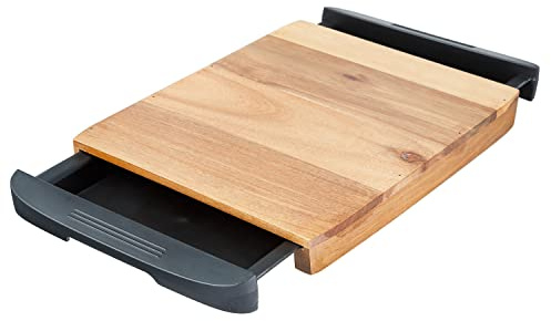 Glad Acacia Wood Cutting Board with Slide Out Trays | Catches Food and Waste | Solid Wooden Butcher Block with Removable Drawers | Kitchen Cooking Supplies, Brown, Black