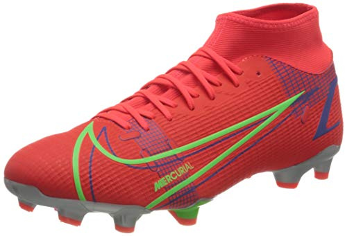 Nike Herren Mercurial Superfly 8 Academy FG/MG Football Shoe, Bright Crimson/Metallic Silver-Indigo Burst-White-Rage Green, 47.5 EU