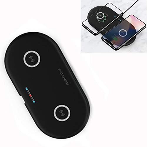 FGX AYY HT-02 5W 5V / 9V Wireless Dual Mobile Phone Charging Charger Base for All Support the QI Standard Mobile Phones(Black) (Color : Black)