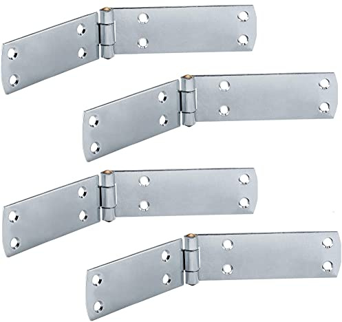Gedotec schweres Türscharnier - Aufschraubband | 4 Stück - Ladenbänder aus Stahl | 140 x 35 mm | Türband blau verzinkt | Scharniere Tür Materialstärke 2 mm | Einbohrband Metall zum Schrauben
