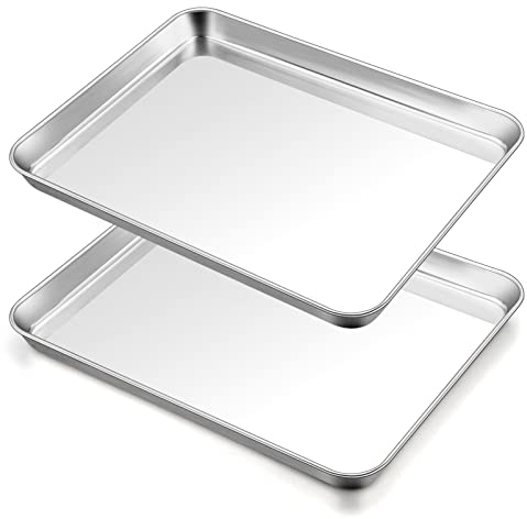 TeamFar Backblech, 44 x 33 x 2,5 cm, Edelstahl, groß, halbe Backformen, ungiftig und gesund, leicht zu reinigen und spülmaschinenfest, strapazierfähig und stabil, 2er-Set