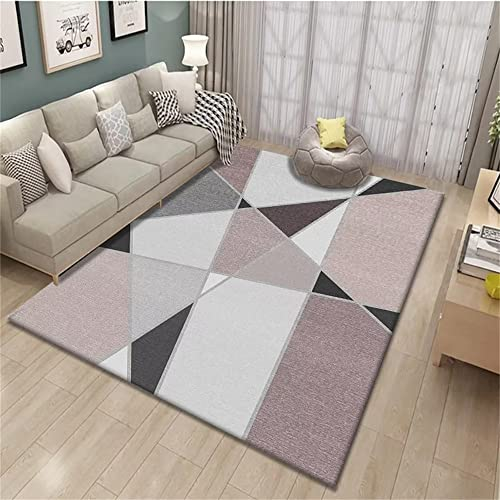 RUGMRZ Flokati Teppich Waschbar Schalldicht Lila grau geometrisches Muster Kristall Samt Stoff modernes Design Carpet 100X200cm