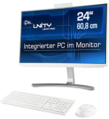 All-in-One-PC CSL Unity U24W-AMD, 60,5 cm (23,8 Zoll, 1920x1080 Full HD) - Leistungsstarker AIO (AMD Ryzen 7 5700G CPU 8x3800 MHz, 2000 GB SSD, 32 GB DDR4-RAM), weiß