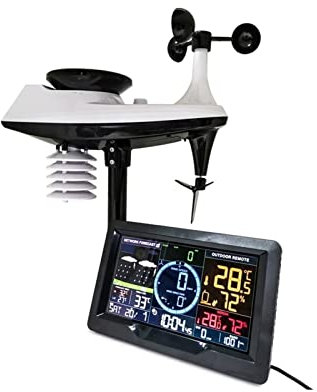 ATAAY Station météo Solaire WiFi Compteur météo 433M-Hz avec Vitesse du Vent, Direction, précipitations et lumière UV Système de Surveillance à Distance intérieur extérieur