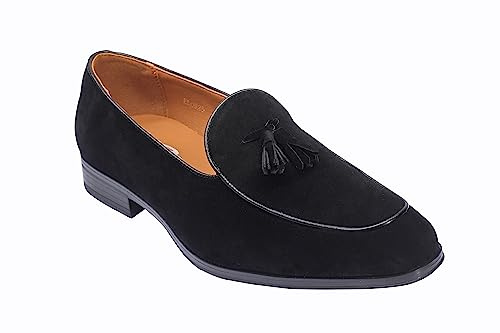 Mens Smooth Faux Suede Leather Tassel Loafers Smart Casual Dress Slip on Shoes