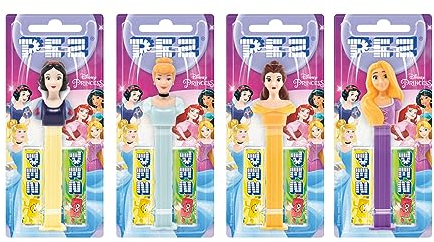 PEZ Disney Princess Character Sweet Dispensers, Strawberry & Lemon Flavoured, Multipack of 12 (2 x Refill Pack Per Dispenser)