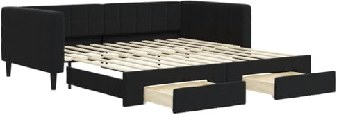 vidaXL Tagesbett Ausziehbar mit Schubladen Schwarz 100x200 cm Samt