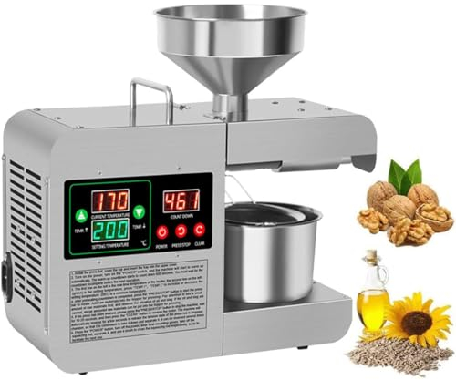 CYMYYDS 820W Cold Hot Press Seed Oil Extractor, Electric Oil Press Machine, 40-240℃ Temperature Adjustable Automatic Organic Oil Maker Intelligent Oil Mill for Commercial Home Kitchen
