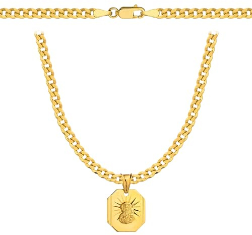 AMAR OPRAVA Goldkette Herren 585, Kette Herren 925/585 - Königskette - Herren Schmuck, goldene Herrenkette mit Medaillon - Geschenk Freund, Herren Geschenke Geburtstag - Halskette Herren