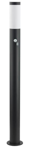 Lindby Außenleuchte Statius mit Bewegungsmelder (spritzwassergeschützt (Modern) in Schwarz aus Metall (1 flammig, E27) - Wegeleuchte Pollerleuchte Wegelampe Sockelleuchte