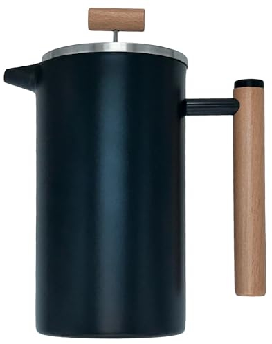 MediMuc Thermo French Press Elegant 1,1L - Genießen Sie länger heißen Kaffee in stilvoller Eleganz - doppelwandig und aus hochwertigem Edelstahl - außen schwarz beschichtet