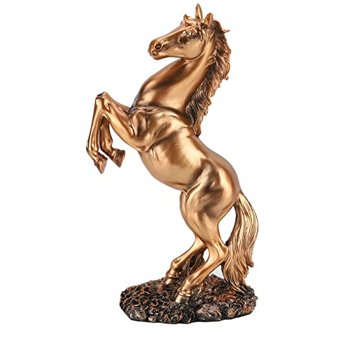 FOLOSAFENAR Statue stehendes Feng Shui, Galloping Horse, Pferdstatue, aus Harz im europäischen Stil, 30 x 18 cm, Statue, Skulptur, Kunstharz, Kupfer, Standbeelden