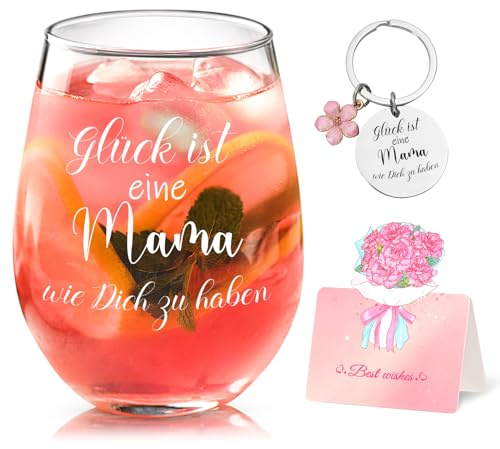 Joymaking Weinglas Mit Gravur - Glück Ist Eine Mama Wie Dich Zu Haben, Personalisiertes Muttertagsgeschenk, Geschenk Zum Muttertag Geburtstag Weihnachten 17oz