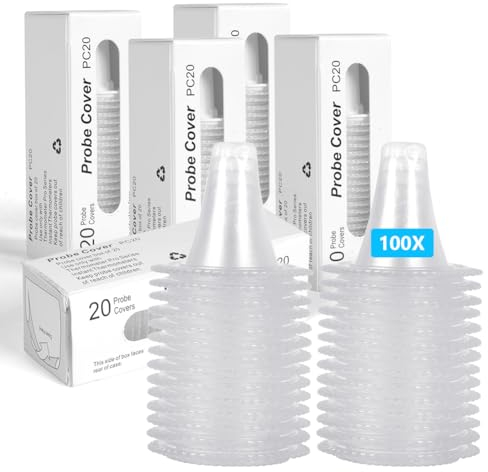 ACWOO 100 Counts Ear Thermometer Probe Covers, Refill Caps Replacement, Lens Filter Protector for Braun Thermometer Models and Other Types of Digital Thermometers Disposable Covers (100 Counts)