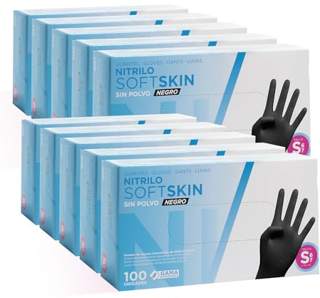 COM-FORT HOUSE Einweghandschuhe aus Nitril, Schwarz, Softskim-Kollektion, puderfreie Latexhandschuhe, erhältlich in den Größen S, L