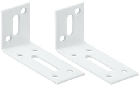 QUARKZMAN Angoli di Rinforzo Regolabili, 2 Pezzi 80 x 40 x 30 Mm in Acciaio Inossidabile, Angolo a L a 90 Gradi, Staffa di Rinforzo con Fessura per Riparazione Mobili, Bianco