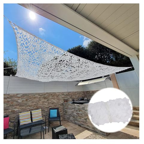 vliovy Red De Camuflaje Toldos Blanca, Malla de Protector Solar, Militar Malla De Camuflaje Net para Bares, Jardín, Camping, Ocio, Cazar, Disparar, Decorar, Red de Sombreado al Aire Libre(3x4)