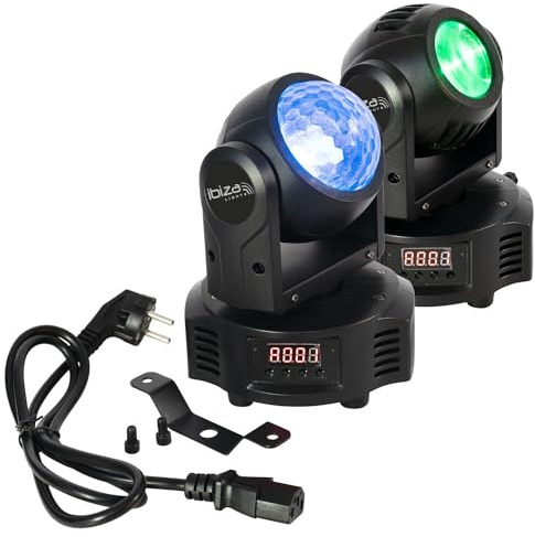 Ibiza - MH-ASTRO-BEAM - Lyre double face avec 1 effet ASTRO (1 Led 4-in-1 RGBW) & 1 effet BEAM (1 LED 4-in-1 RGBW) - 14/18 canaux DMX - Effet stroboscope - Soirée, fête, spectacle, événement