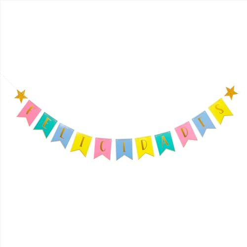 OH YEAH - Guirnalda Felicidades Multicolor Pastel - 5 m - Happy Birthday - Decoración Fiesta Cumpleaños - Photocall Cumpleaños - Pancarta Cumpleaños - Feliz Aniversario - Fácil de Colgar