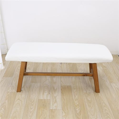 Highdi Ottomane Schonbezug Stretch, Hocker Bezug Rechteckig Bezug Fußhocker Rechteckig Ottomane Abdeckung Elastin Hockerbezug (DR-Weiß,35-40 * 90-100)