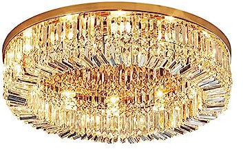 LED Kristall Deckenleuchte Moderne elegante Kristall-Deckenleuchte Abgerundeter Kristall-Kronleuchter aus Chrom Flush Mount Deckenleuchten for Küche Foyer Schlafzimmer Wohnzimmer Flur Bar Esszimmer(Go