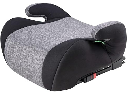 WALSER CarComfort Kinder Sitzerhöhung Auto ISOFIX, bequemer Kindersitz Auto 125-150 cm leicht waschbar, Kindersitzerhöhung Auto Raffi Norm ECE R 129, Sitzerhöhung Auto Kindersitz grau/schwarz