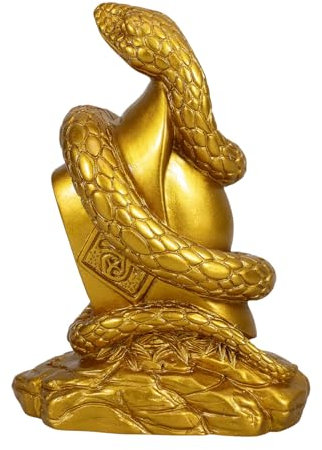 Levemolo Retro-schlangenstatue Aus Kunstharz Große Goldene Schlangenfigur Schlangenskulptur Zur Dekoration Schlangenreichtumsfigur Schlangenformhandwerk