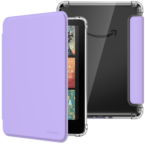 Moko Coque pour 7 Kindle Paperwhite 12e Gén & Colorsoft 2024, Lilas | Étui de Protection Ultra Clair en TPU Souple et Transparent avec Auto Réveil/Sommeil