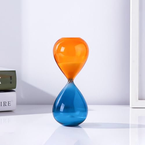 Clessidra in vetro soffiato a mano da 30 minuti, in vetro bicolore, decorazione da scrivania, per casa, cucina e ufficio, (M - 30 minuti)