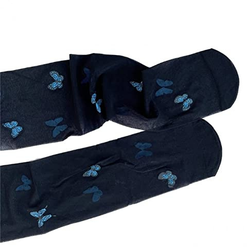 Fituenly Pantimedias para Mujer, Medias con Patrón De Mariposa Azul, Medias Transparentes, Pantimedias Femeninas con Dedos Reforzados